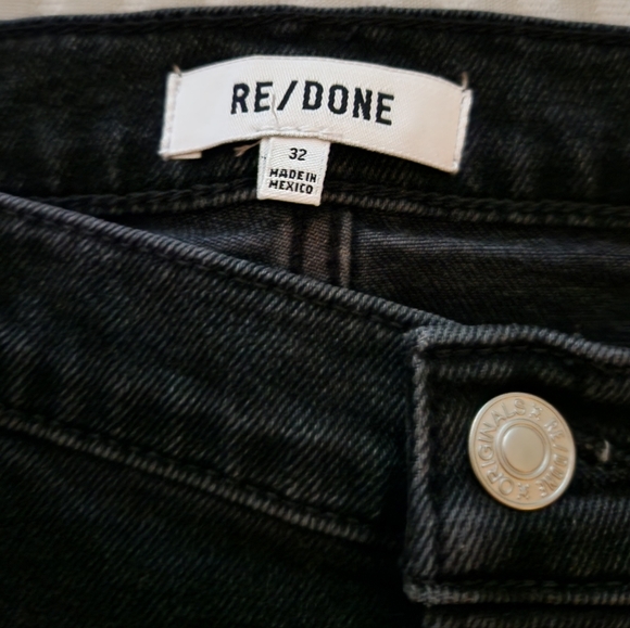Re/Done Comfort Stretch High Rise 70s Stove Pipe Washed Noir Jeans Size 32 - Picture 11 of 16